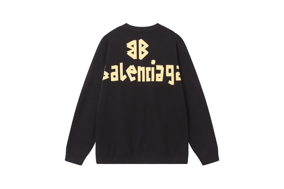 Balenciaga Double Front Sweater "Black-Yellow"