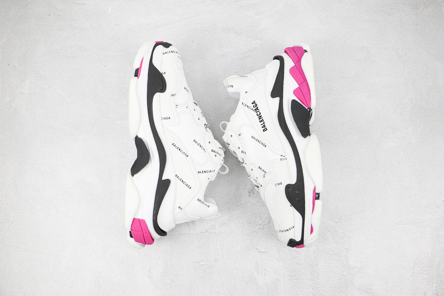 Balenciaga Triple S "White-Pink-Black-All Over Logo"