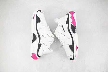 Balenciaga Triple S "White-Pink-Black-All Over Logo"