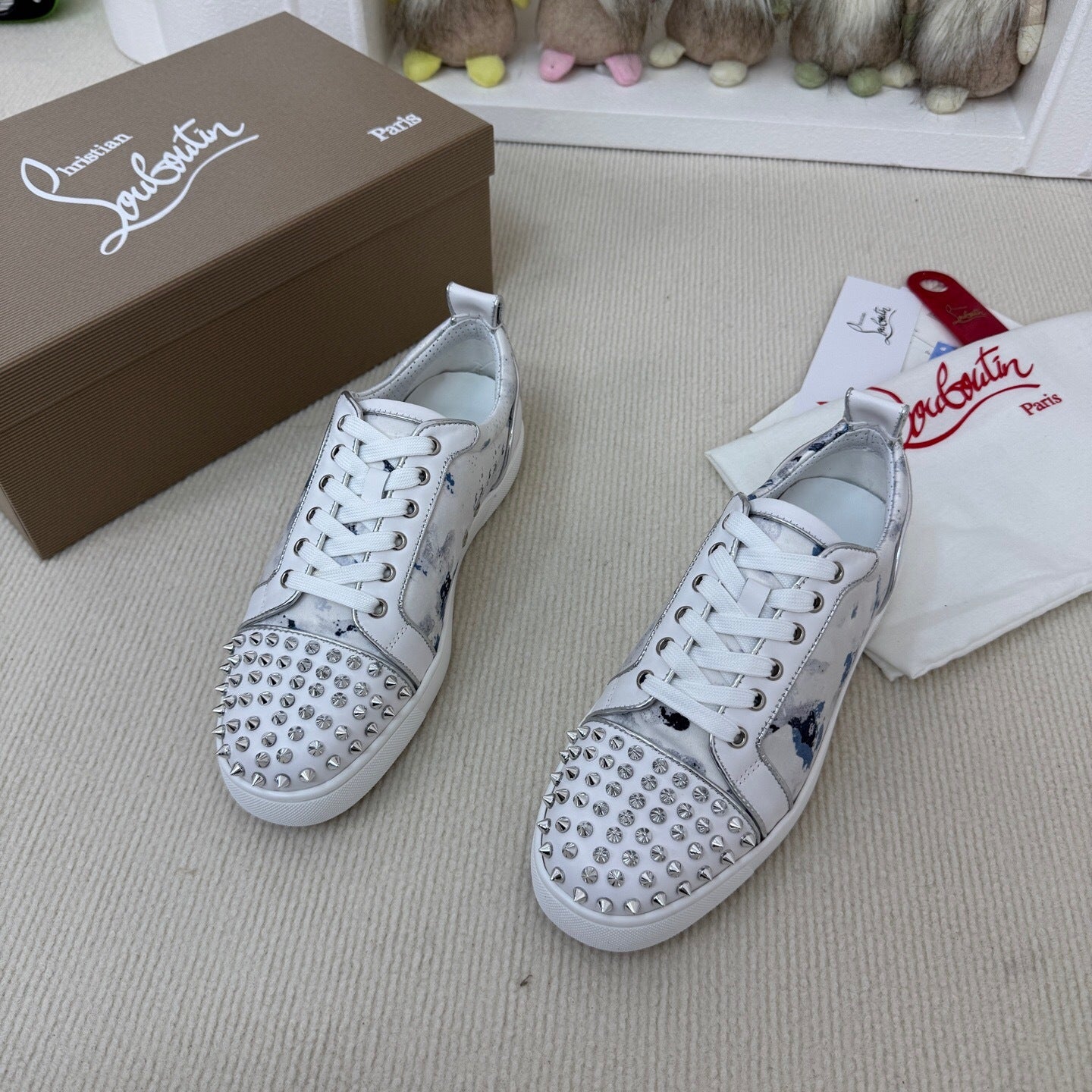 Christian Louboutin Louis Junior Spikes Orlato "White-Silver"