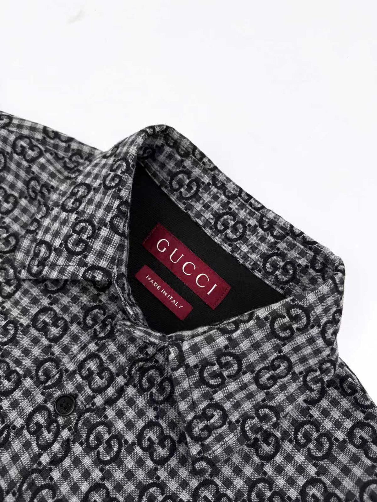 Gucci GG Checked Wool and Cotton Shirt "Grey"