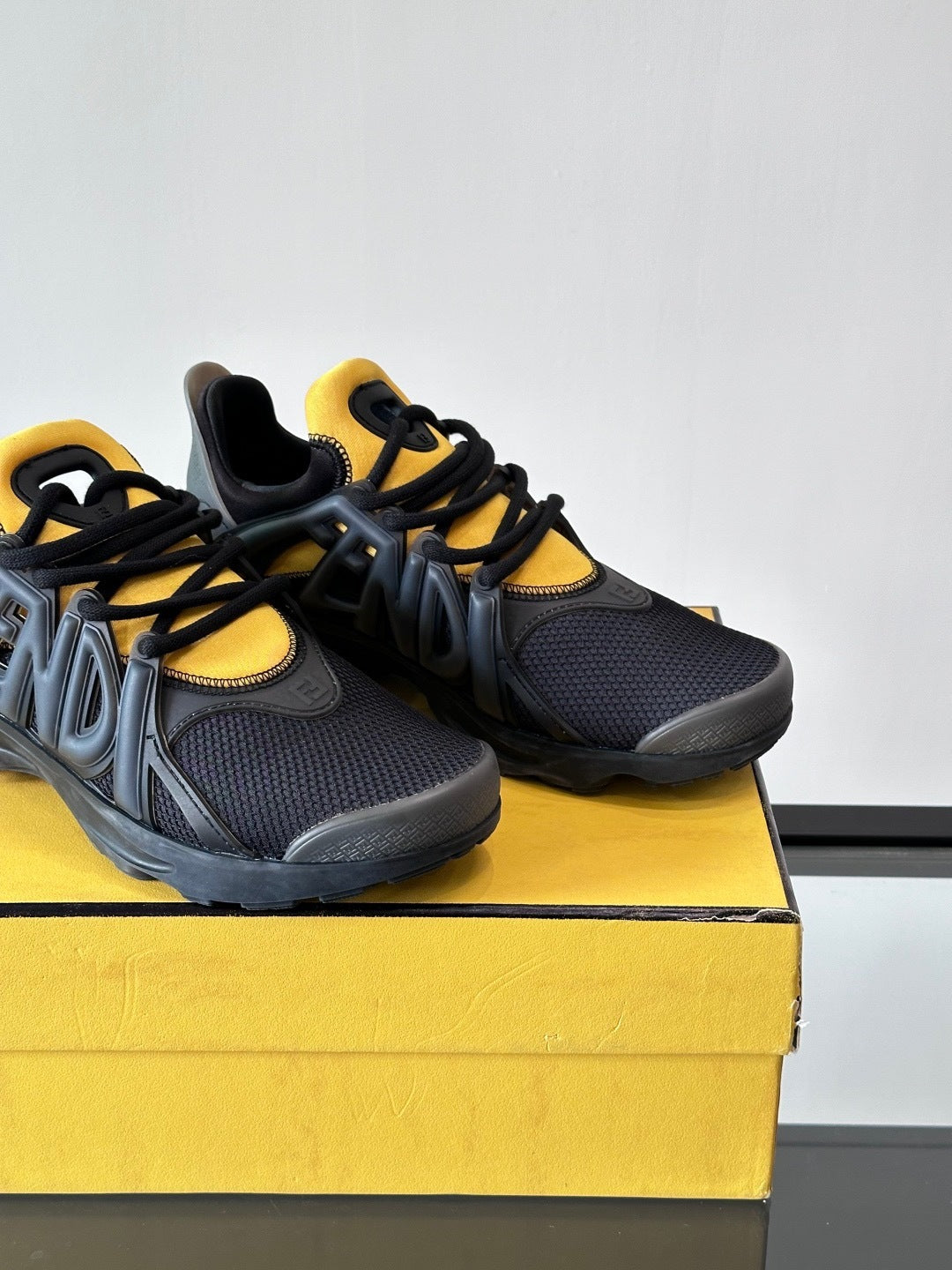 Fendi Tag Sneaker "Black-Yellow-Grey"