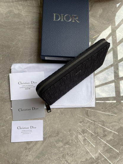 Dior Zipped Long Wallet "Black Dior Oblique Jacquard"