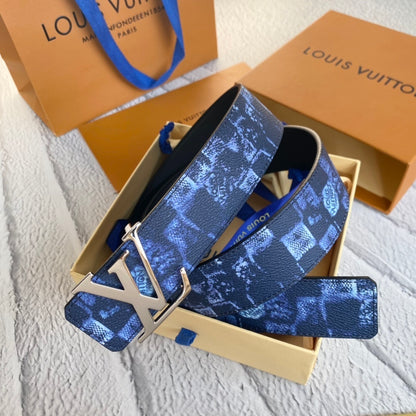Louis Vuitton LV Initiales Reversible Belt "Damier Salt Navy" and "Black"
