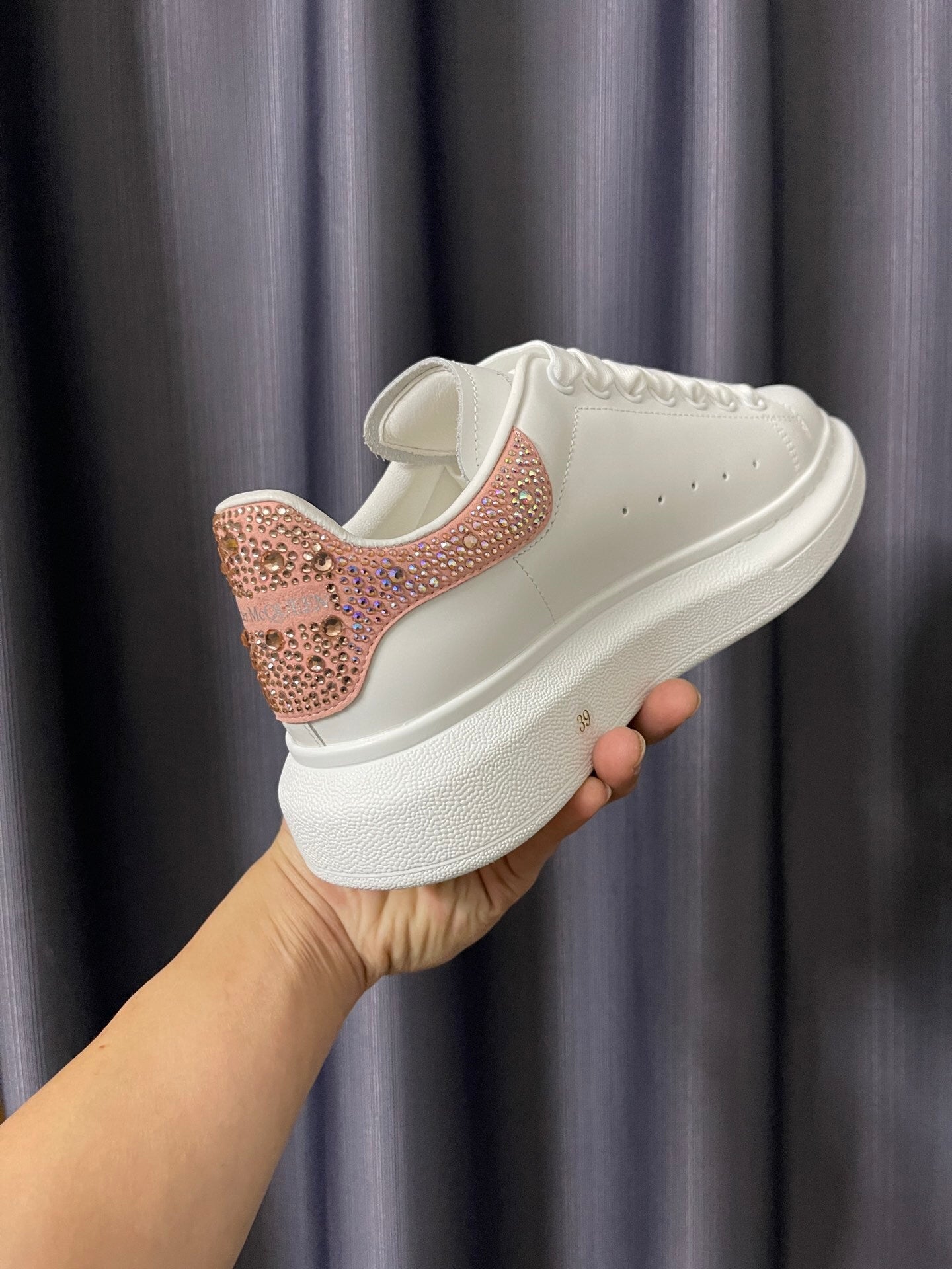 Alexander McQueen Oversized "White-Pink Rhinestone"