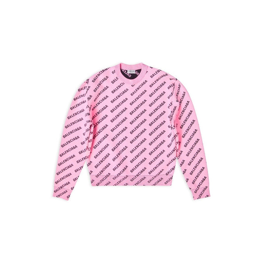 Balenciaga All-Over Logo Sweater "Pink-Black"