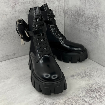Prada Monolith Leather Boots "Black"