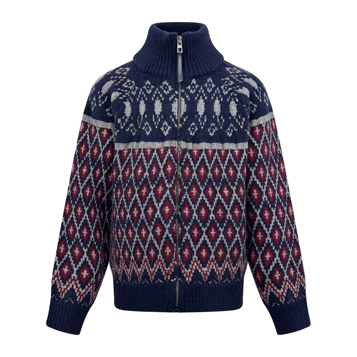 Loewe Wool Jacquard Zip-up Sweater "Blue"