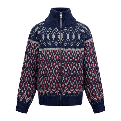 Loewe Wool Jacquard Zip-up Sweater "Blue"