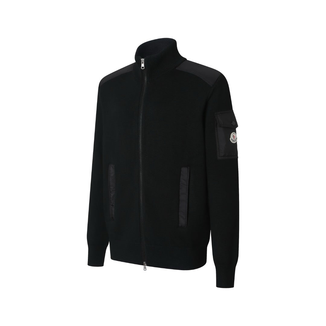 Moncler Padded Wool Zip-Up Cardigan "Black"