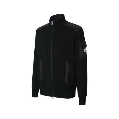 Moncler Padded Wool Zip-Up Cardigan "Black"