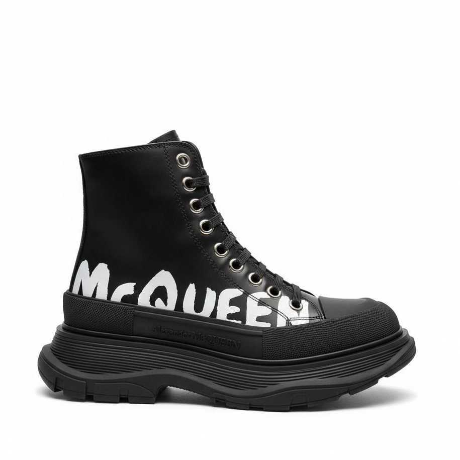 Alexander McQueen Tread Slick Leather Boot "Black"