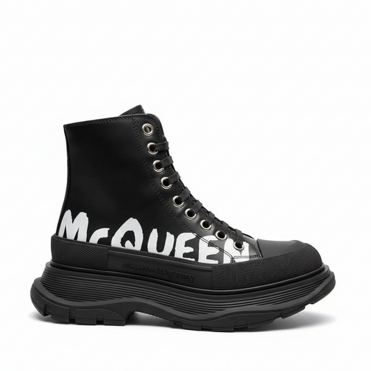 Alexander McQueen Tread Slick Leather Boot "Black"