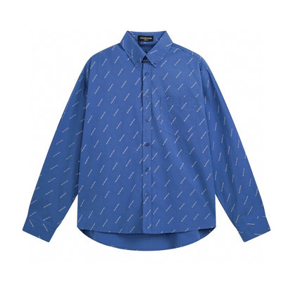 Balenciaga All Over Logo Shirt "Blue"