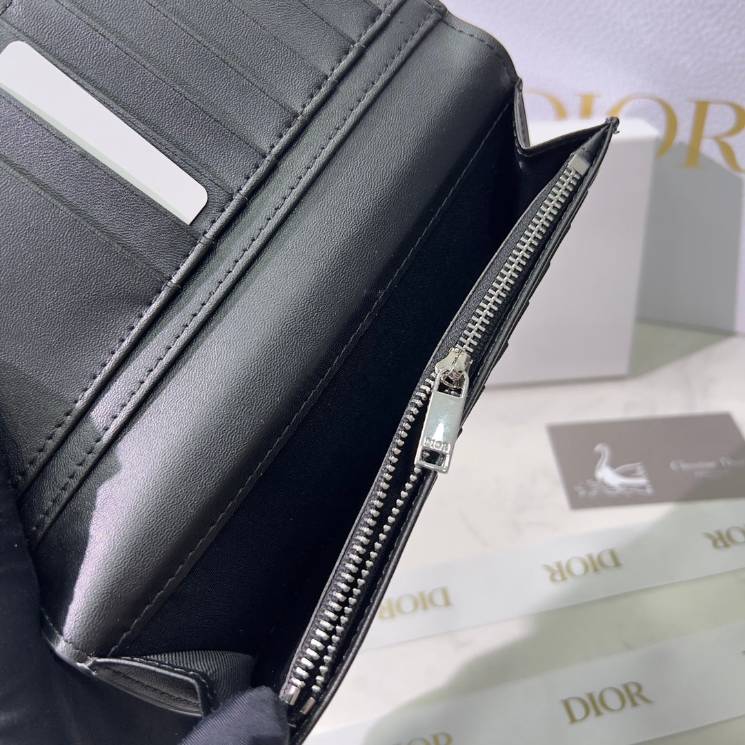 Dior Long Wallet CD Diamond Coated Canvas