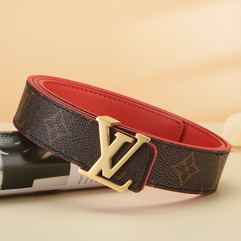 Louis Vuitton LV Initiales 30mm Reversible Belt "Monogram Eclipse" and "Red"