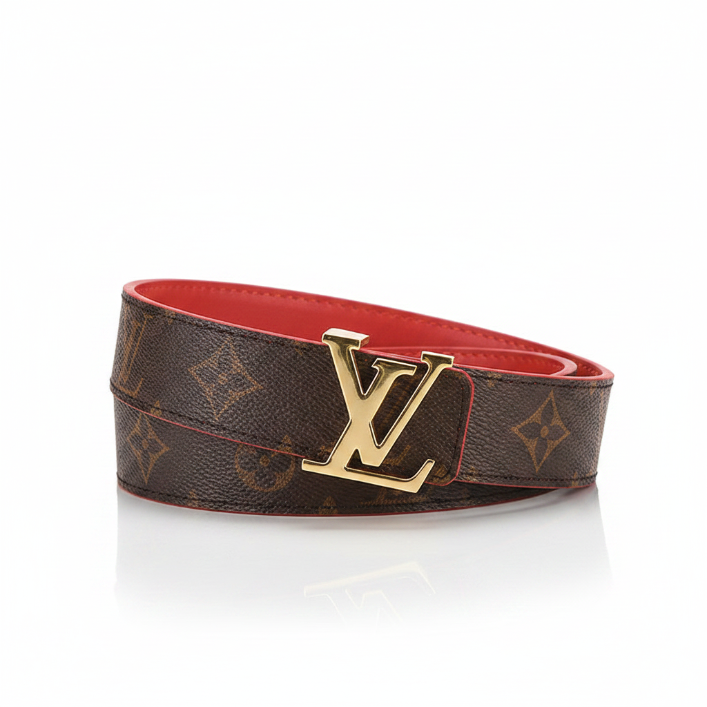 Louis Vuitton LV Initiales 30mm Reversible Belt "Monogram Eclipse" and "Red"