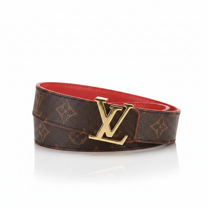 Louis Vuitton LV Initiales 30mm Reversible Belt "Monogram Eclipse" and "Red"