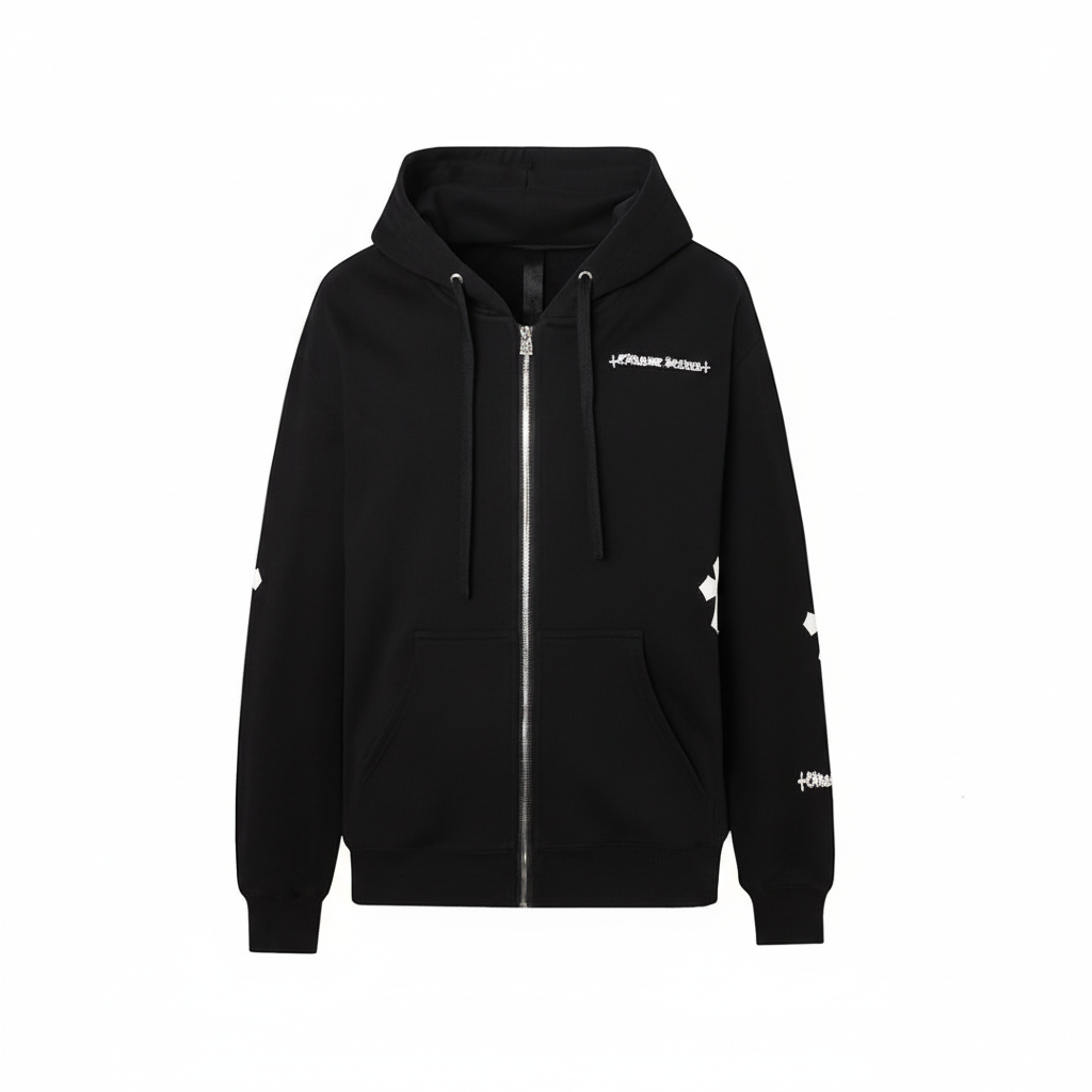 Chrome Hearts Zip-Up Hoodie "Black-White"