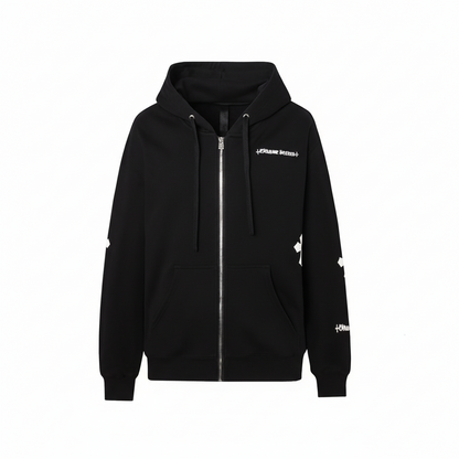 Chrome Hearts Zip-Up Hoodie "Black-White"