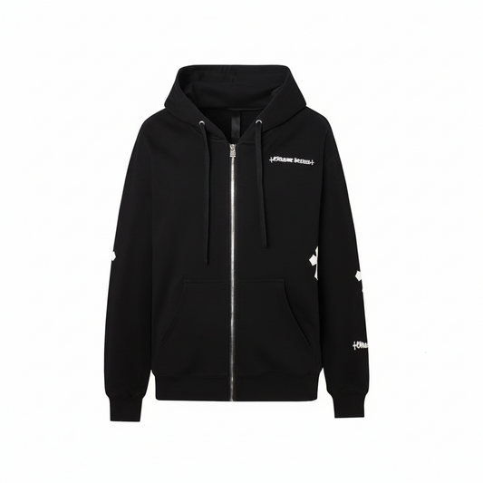 Chrome Hearts Zip-Up Hoodie "Black-White"