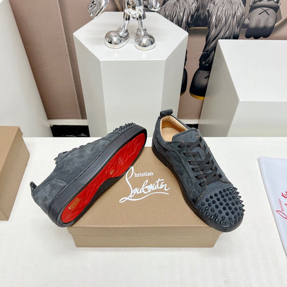 Christian Louboutin Louis Junior Spikes Orlato Veau Velours "Grey"