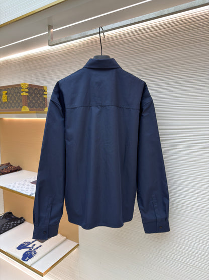 Gucci Cotton Twill Shirt with Print "Dark Blue"