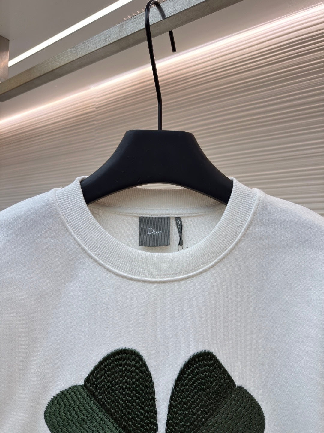 Dior Sweatshirt with Dior Clover Embroidery "White Cotton Fleece"