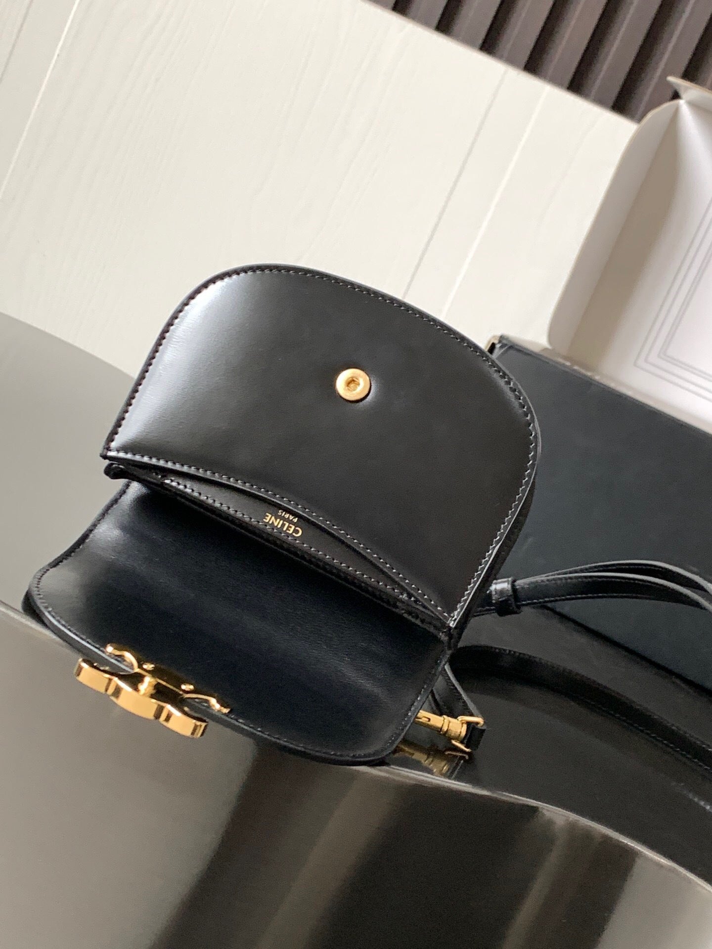 Celine Mini Besace Clea in Shiny Calfskin