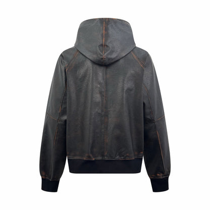 Prada Nappa Leather Hoodie "Black"