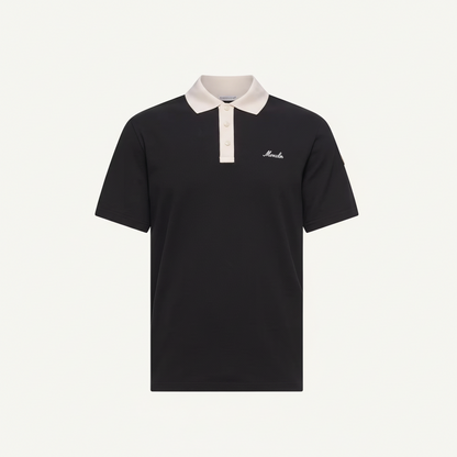 Moncler Embroidered Logo Piquet Polo T-Shirt "Black"