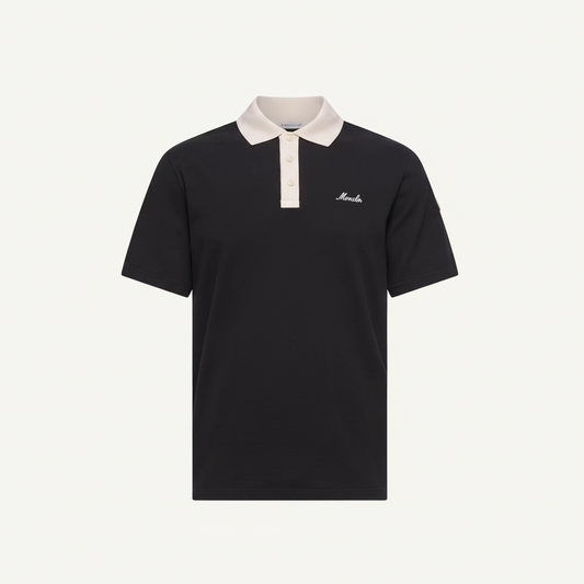 Moncler Embroidered Logo Piquet Polo T-Shirt "Black"