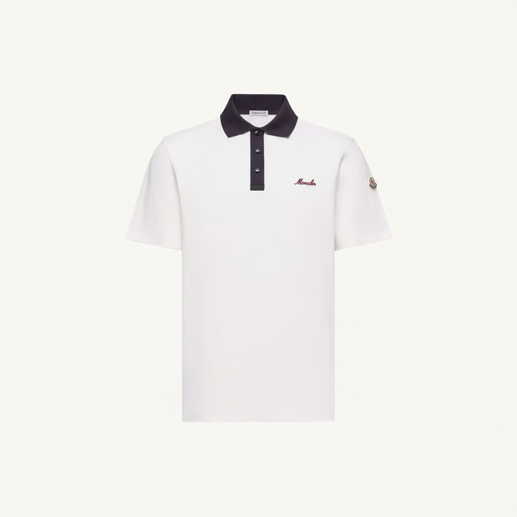Moncler Embroidered Logo Piquet Polo T-Shirt "White"