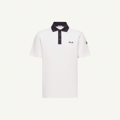 Moncler Embroidered Logo Piquet Polo T-Shirt "White"
