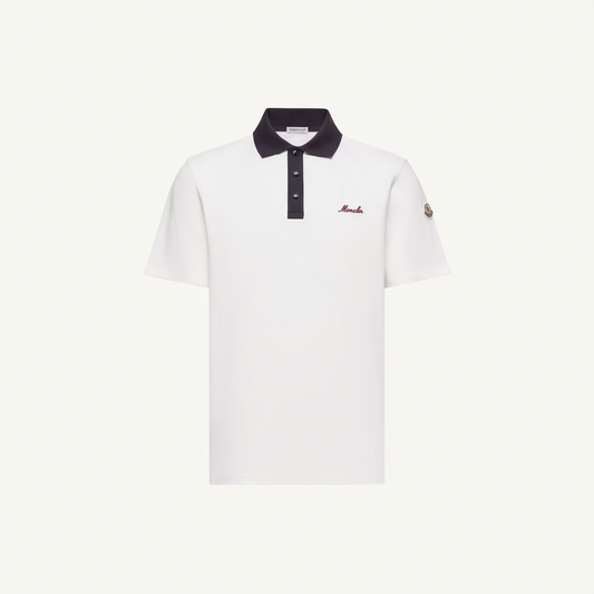 Moncler Embroidered Logo Piquet Polo T-Shirt "White"
