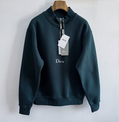 Dior Zip-neck Sweatshirt "Green Cotton Fleece"