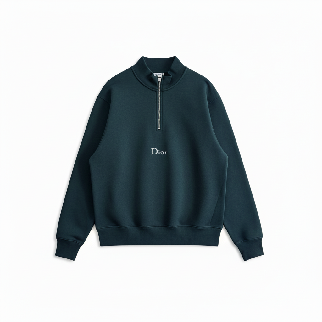 Dior Zip-neck Sweatshirt "Green Cotton Fleece"