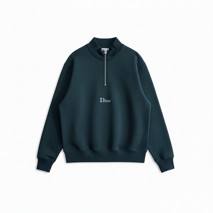 Dior Zip-neck Sweatshirt "Green Cotton Fleece"