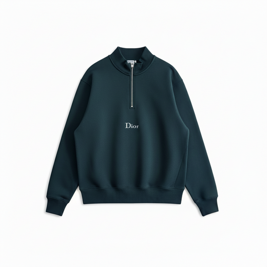 Dior Zip-neck Sweatshirt "Green Cotton Fleece"