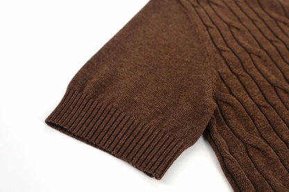 Loro Piana Treccia Cashmere Short-Sleeve Sweater T-Shirt "Brown"