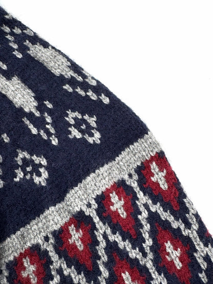 Loewe Wool Jacquard Zip-up Sweater "Blue"