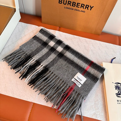 Burberry Cashmere Scarf "Grey-Black"