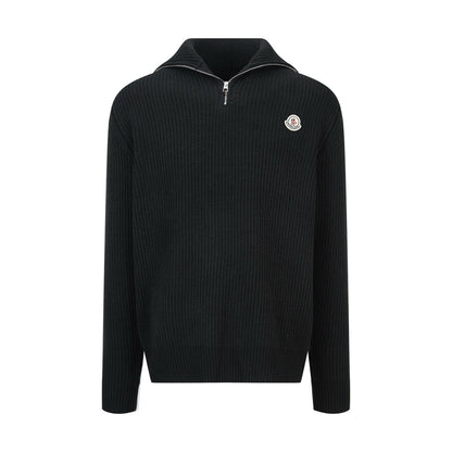 Moncler Logo Rib Wool Turtleneck "Black"