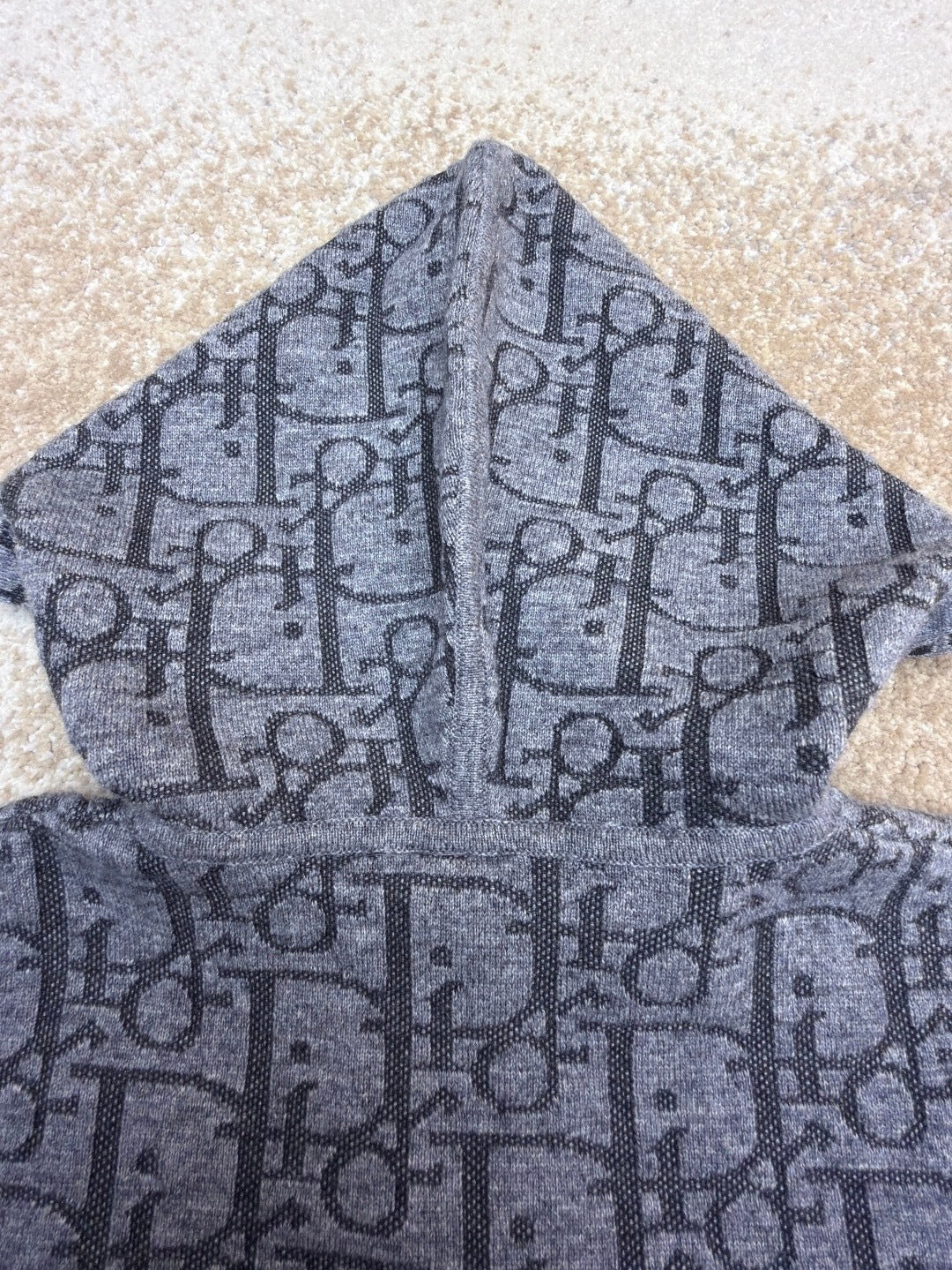 Dior Hooded Zip-up Cardigan "Gray Dior Oblique Wool Blend Jacquard"