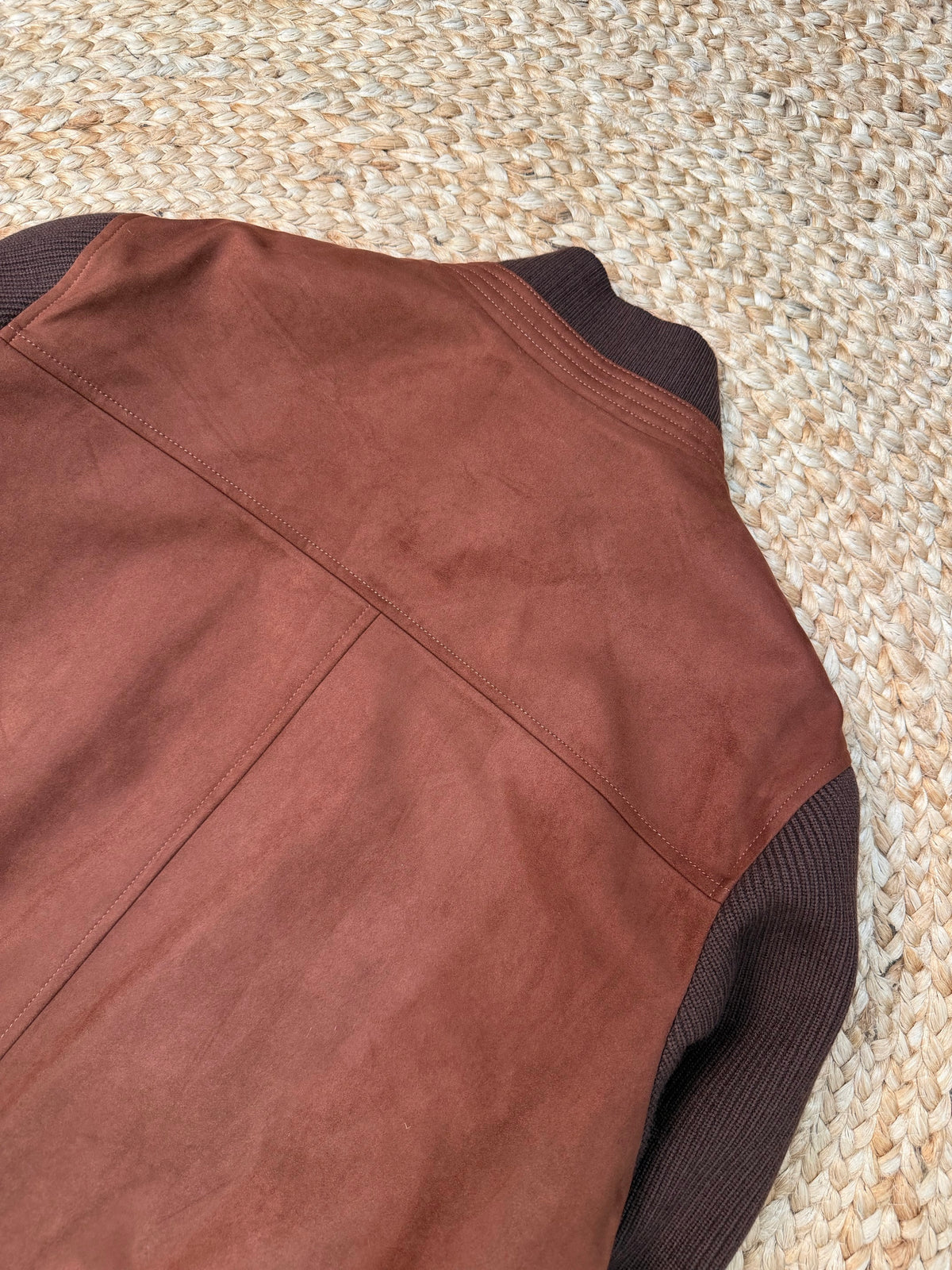 Brunello Cucinelli Suede and Wool Knit Bomber Jacket "Cognac"