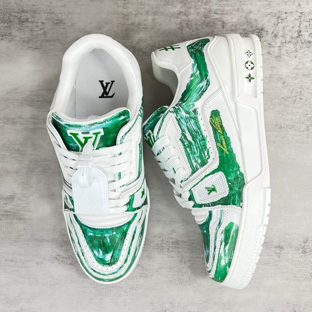 Louis Vuitton Trainers "White-Green Colored"