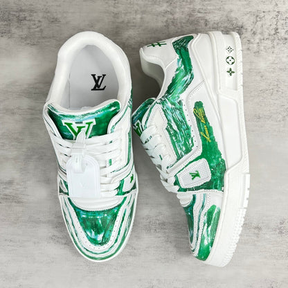 Louis Vuitton Trainers "White-Green Colored"