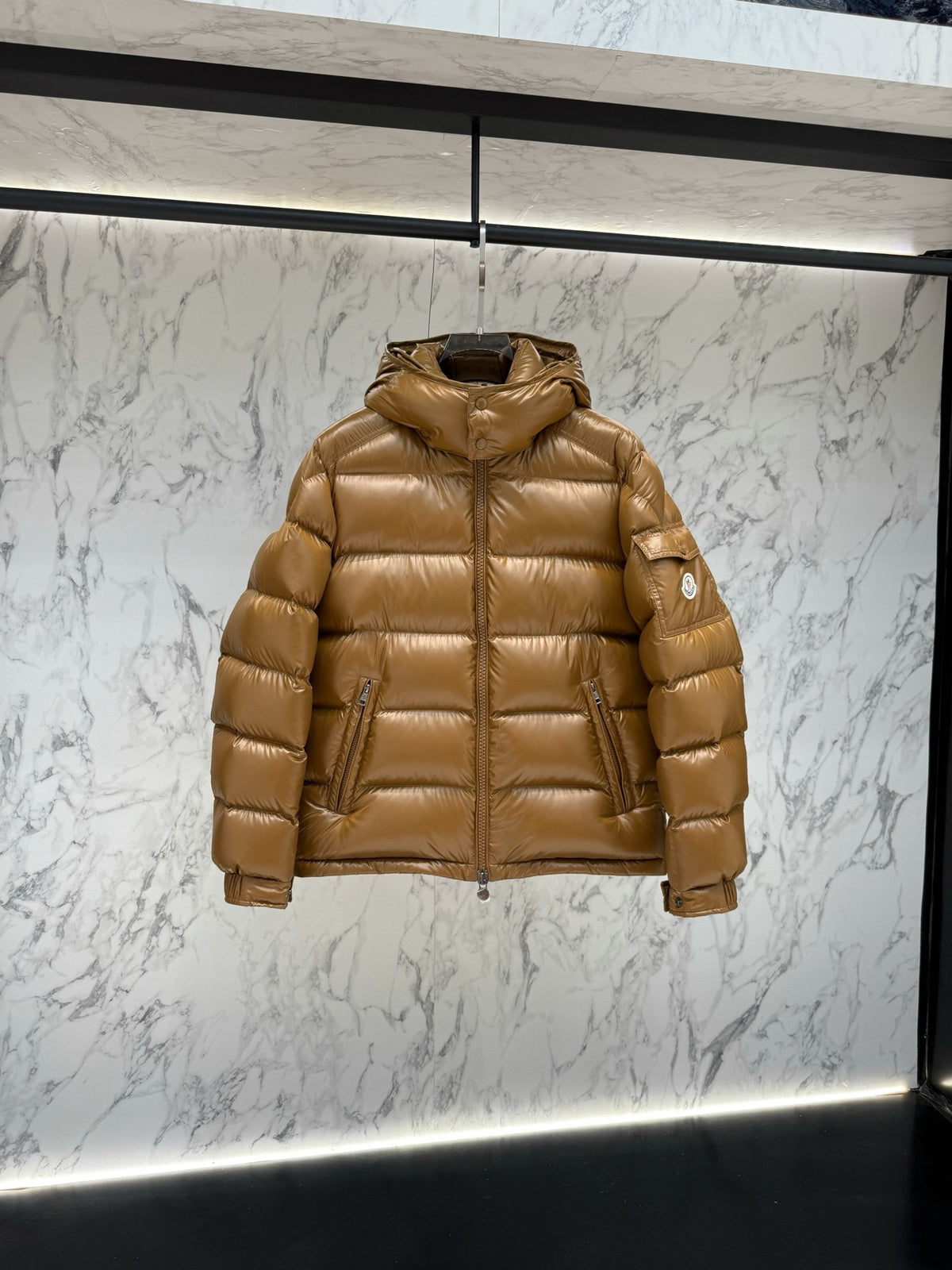 Moncler Maya Hooded Short Down Jacket "Beige"
