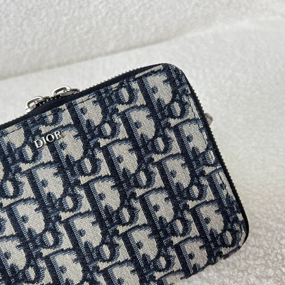 Dior Oblique Jacquard Zipped Pouch with Strap