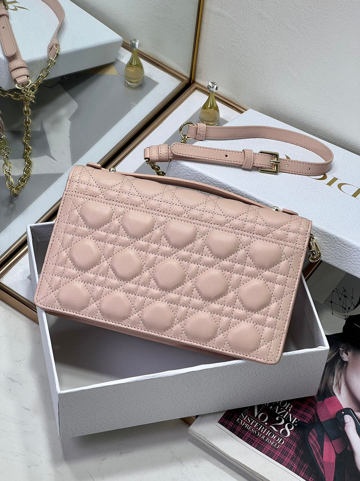 Dior My Dior Mini Bag "Powder Pink Cannage Lambskin"